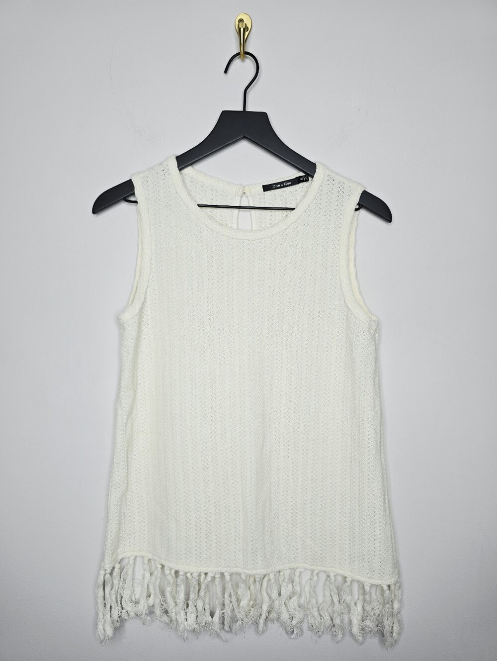 Doe & Rae Boho Fringe Trim Sweater Tank Size Small